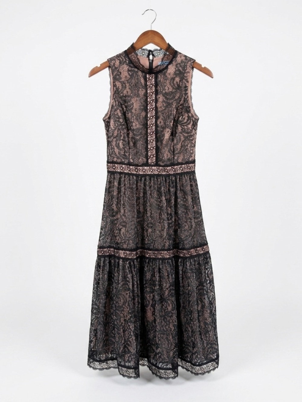 NWT Antonio Melani Heather Lace Midi Dress Black Rosewood Midnight Botanical 0